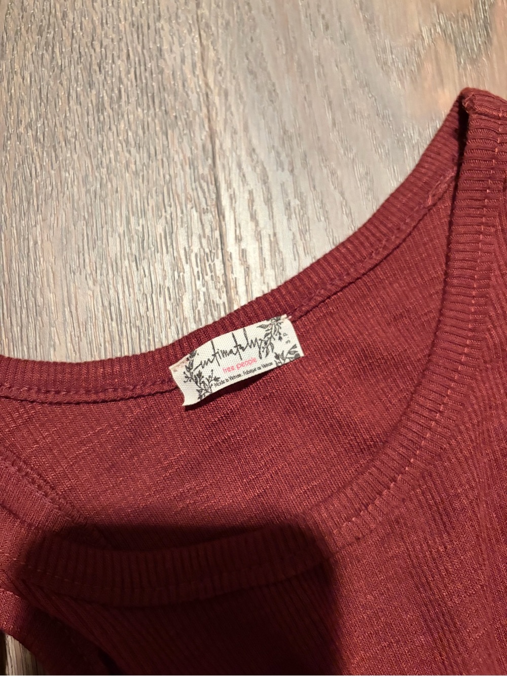 Free People Ribbed Racerback Tank - Maroon - Picture 2 of 3